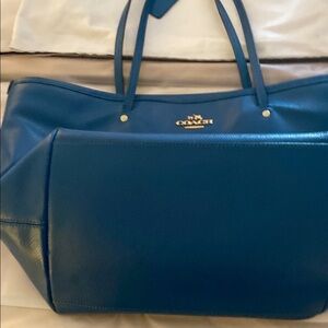 Coach Blue Leather Tote Bag